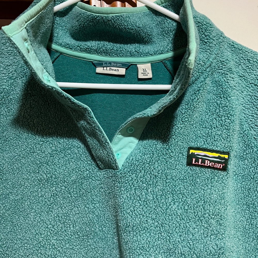 L.L. Bean Green Relaxed Hoodie with Mandarin Collar